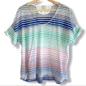 Wilfred Free  Lightweight Striped V Neck T Shirt